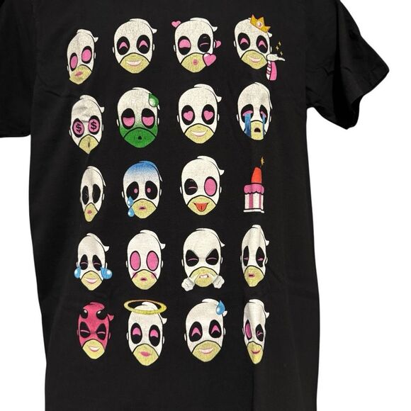 Marvel Gwen Pool Gwenpool Emoji Emoticon Black Pink T-Shirt Men’s Medium - Picture 3 of 5